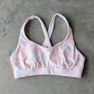 Athleta South Beach Bikini Top Pink White Marble size 34B/C